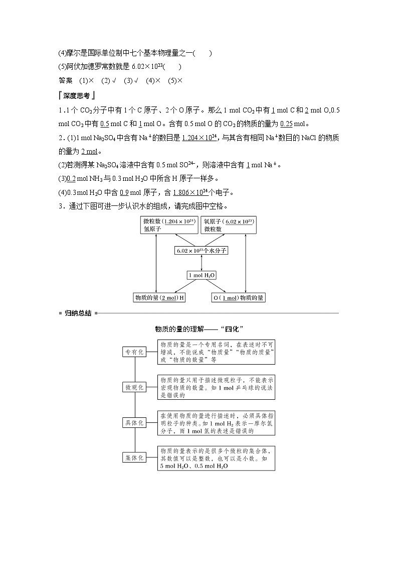 2021届高中化学人教版（2019）必修第一册 第2章 第三节 第1课时　物质的量　摩尔质量学案02