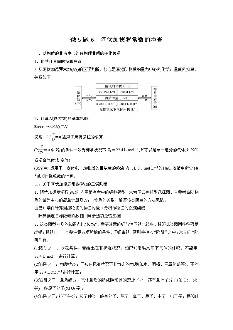 2021届高中化学人教版（2019）必修第一册 第2章 微专题6　阿伏加德罗常数的考查第1页