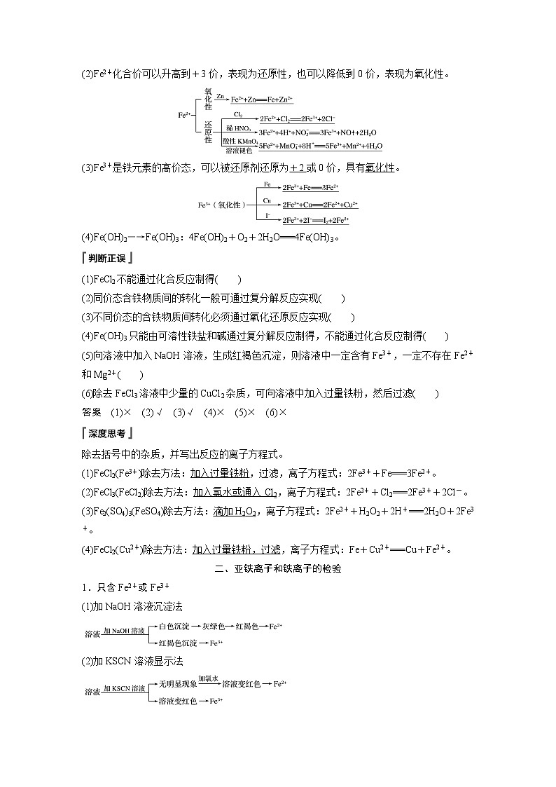 2021届高中化学人教版（2019）必修第一册 第3章 第一节 第3课时　铁及其化合物复习课学案第2页