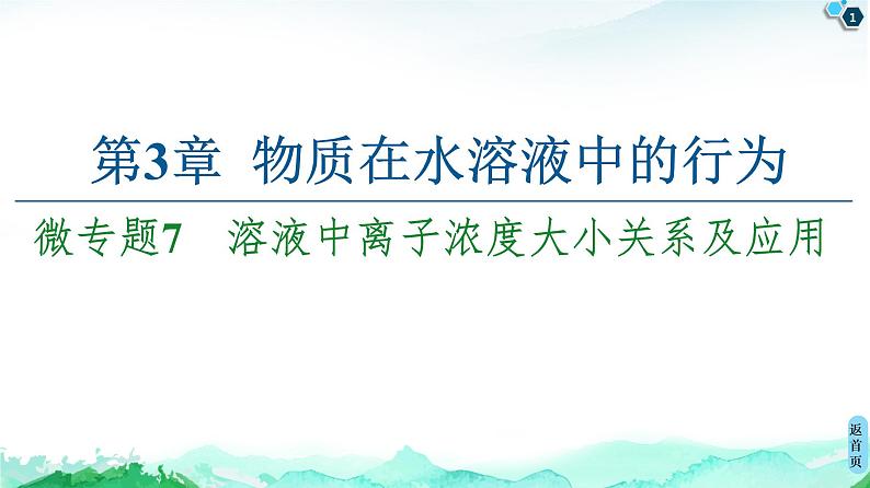 第3章 微专题7 溶液中离子浓度大小关系及应用 课件【新教材】鲁科版（2019）高中化学选择性必修101