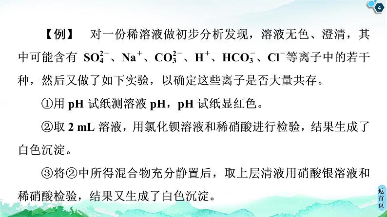 第2章 第2节 微专题2　离子反应在物质推断及离子检验中的应用 课件 【新教材】鲁科版（2019）高中化学必修一(共20张PPT)04