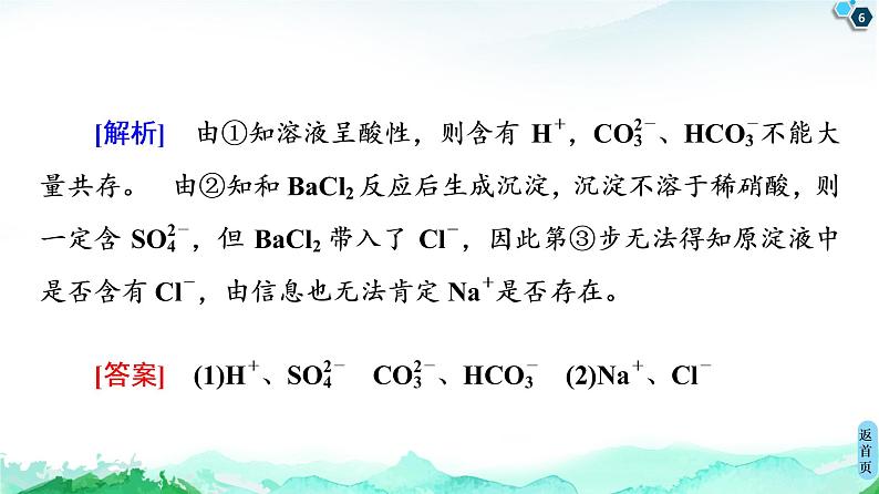 第2章 第2节 微专题2　离子反应在物质推断及离子检验中的应用 课件 【新教材】鲁科版（2019）高中化学必修一(共20张PPT)06