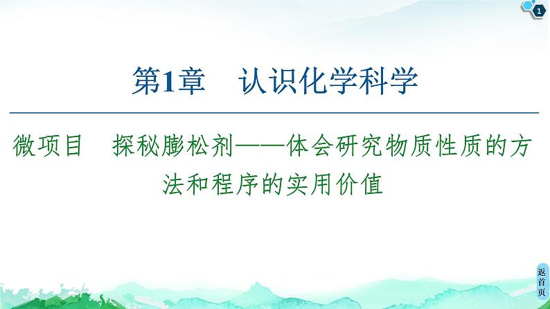 第1章 微项目　探秘膨松剂——体会研究物质性质的方法和程序的实用价值 课件 【新教材】鲁科版（2019）高中化学必修一(共52张PPT)第1页