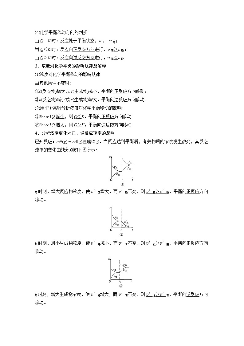 2021届高中化学新教材同步选择性必修第一册 第2章 第二节 第3课时 浓度、压强对化学平衡移动的影响学案第2页