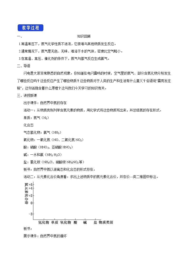 鲁科版(2019)高中化学必修第一册3.3.1《自然界中的氮循环 氮的固定教学设计》(2) )02