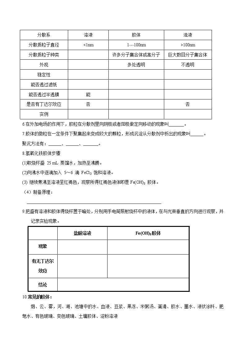 鲁科版(2019)高化学必修第一册2.1.2《胶体》学案（2)(含答案)02