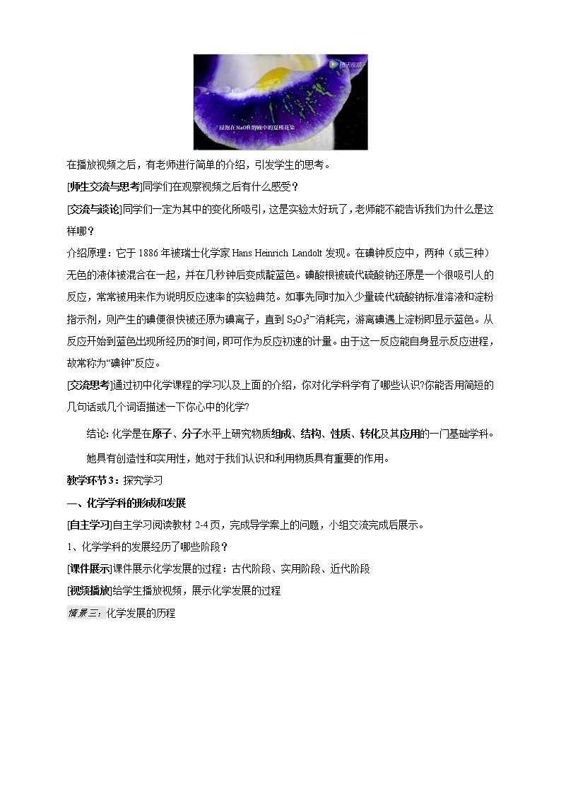 鲁科版(2019)高中化学必修第一册1.1《走进化学科学教学设计》(1) )第3页