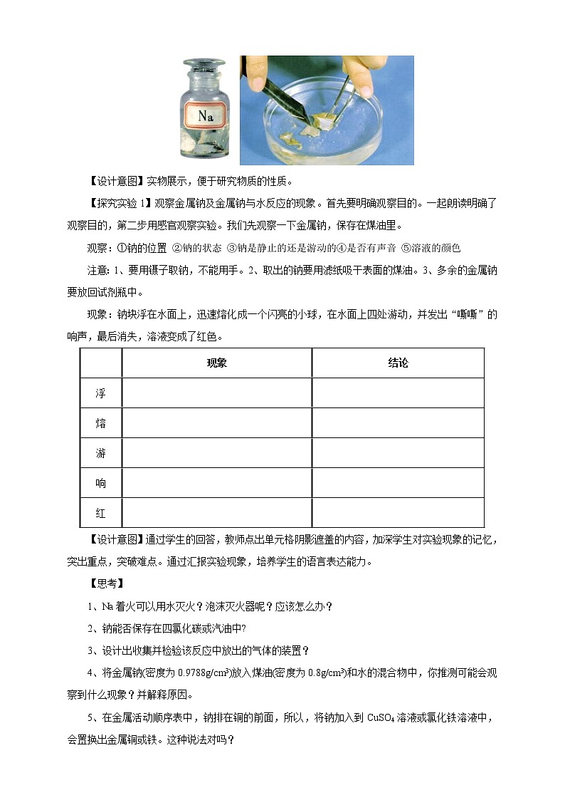 鲁科版(2019)高中化学必修第一册1.2.1《研究物质性质的基本方法教学设计》(1) )03