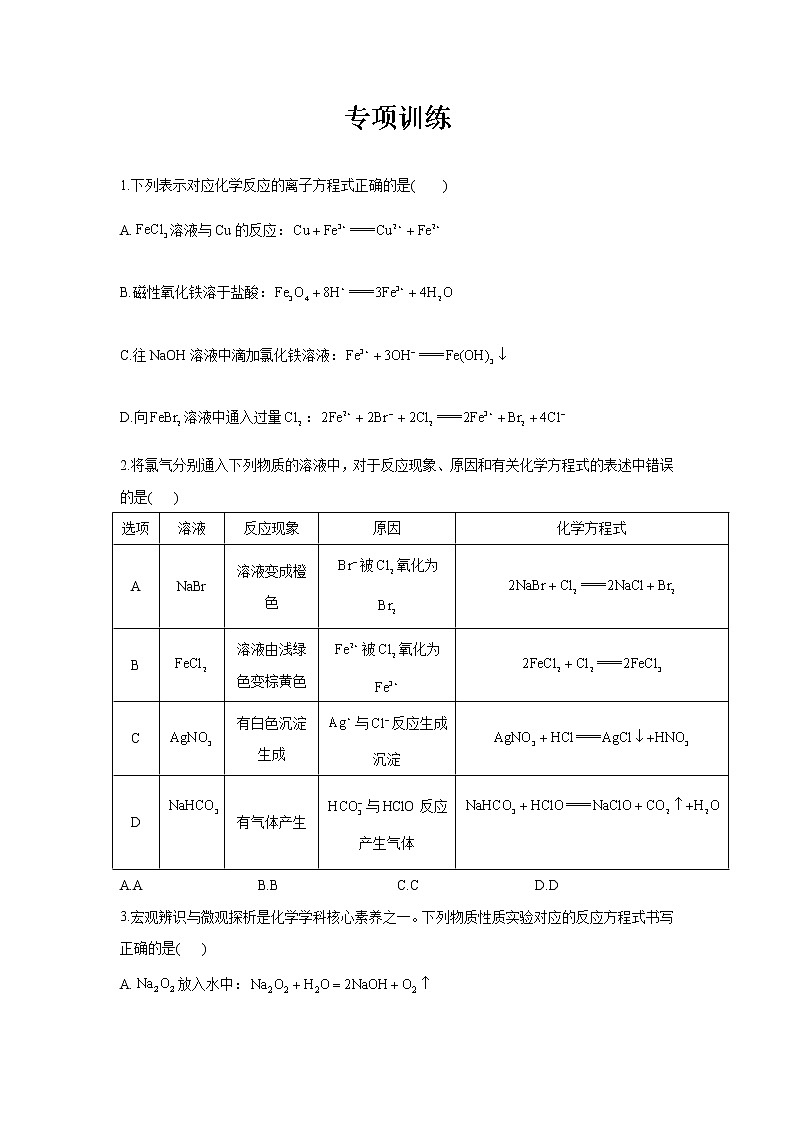 专题四 离子反应与氧化还原-2022届高三高考化学复习专项训练（含解析）第1页