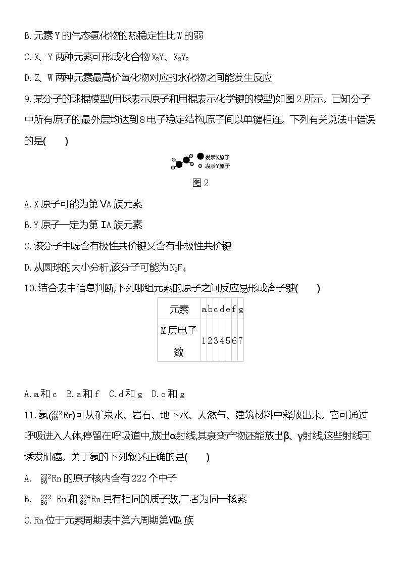 新人教版 化学必修第一册第四章　物质结构　元素周期律单元评价卷03