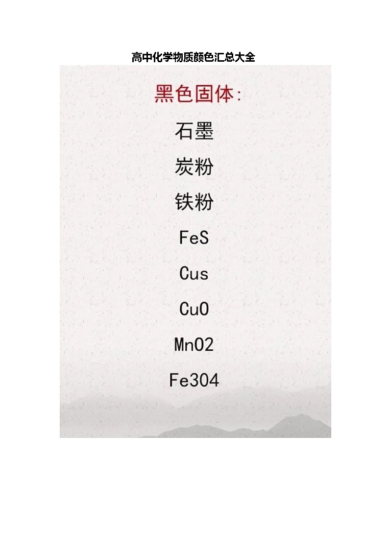 高中化学物质颜色汇总大全学案第1页