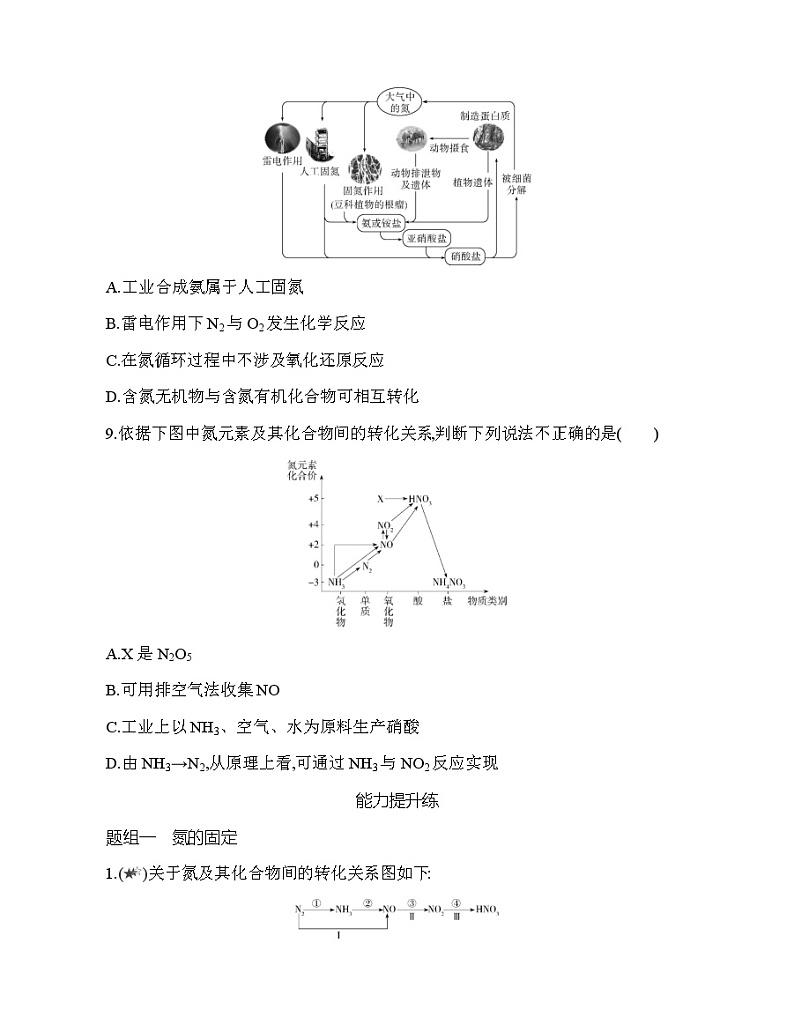 鲁科版 (2019) 高中 化学 必修第一册 第3章  第3节 第1课时　氮循环及物质之间的转化练习题第3页