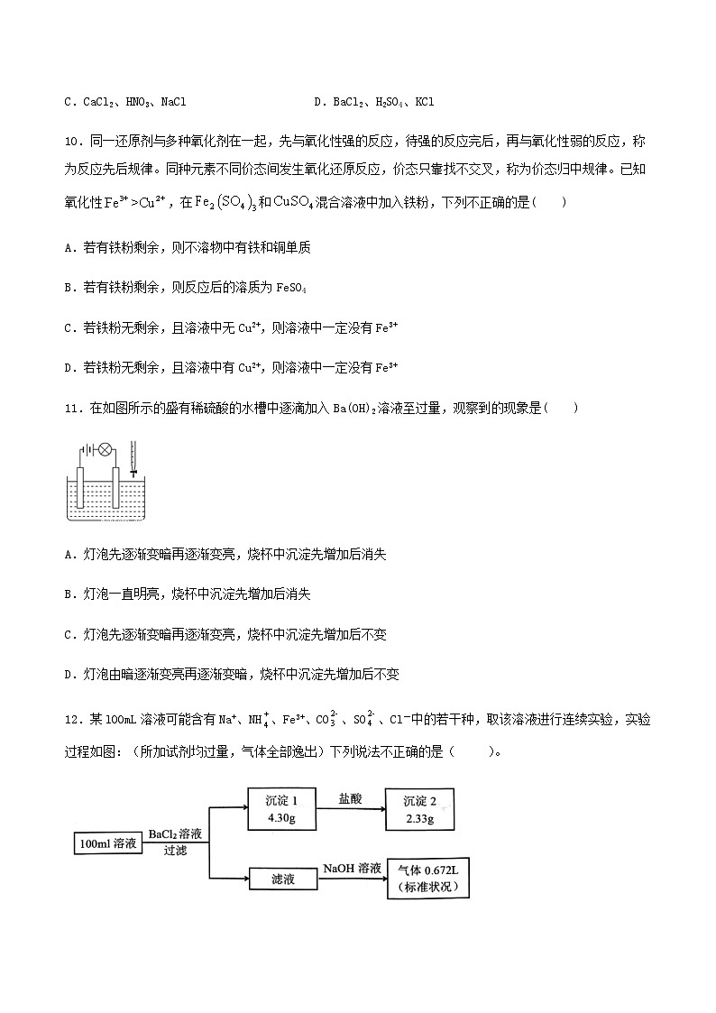 第一章物质及其变化 章节训练（培优训练卷）【新教材】人教版（2019）高中化学必修第一册03