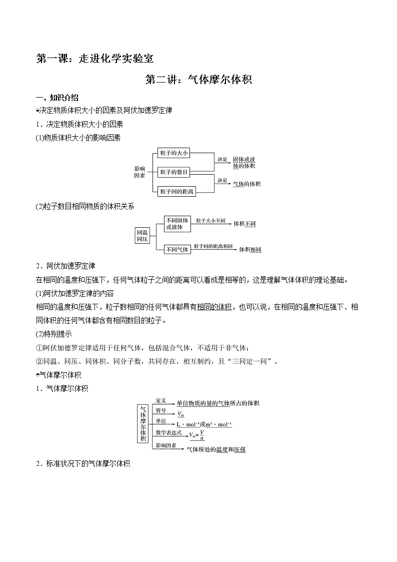 高考一轮复习第2讲：气体摩尔体积 学案01
