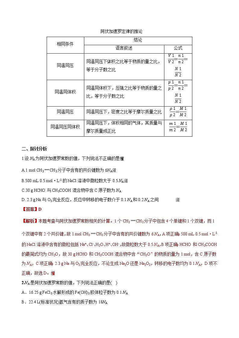 高考一轮复习第2讲：气体摩尔体积 学案03