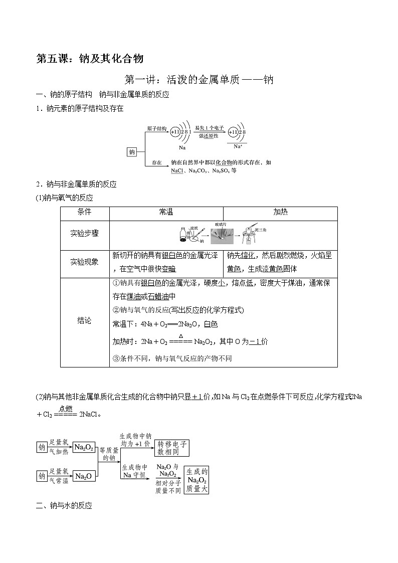 高考一轮复习第五课第1讲：活泼的金属单质——钠学案01