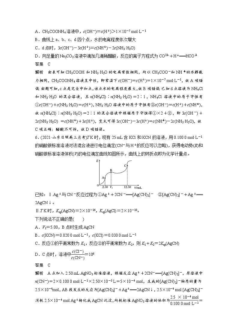 2022高考化学专题练习 专题八  水溶液中的离子平衡试题03