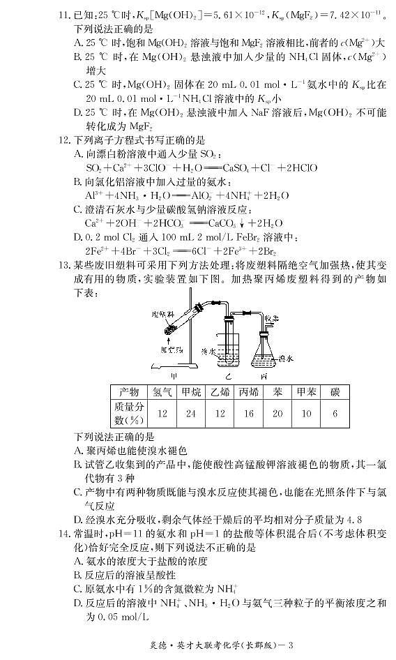 湖南省长郡中学2015届高三第六次月考化学试题（pdf版）03