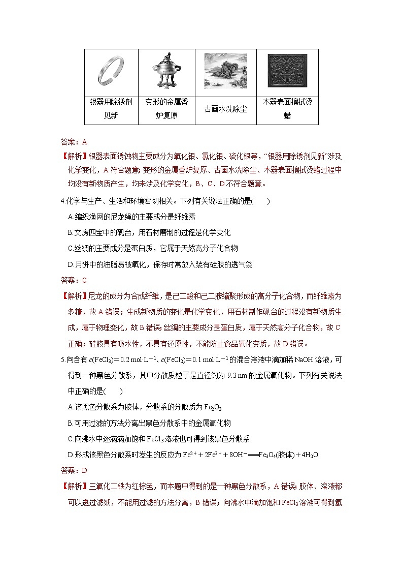 第03讲　物质的组成、性质及分类化学与STSE、传统文化(强化训练)（解析版）第2页