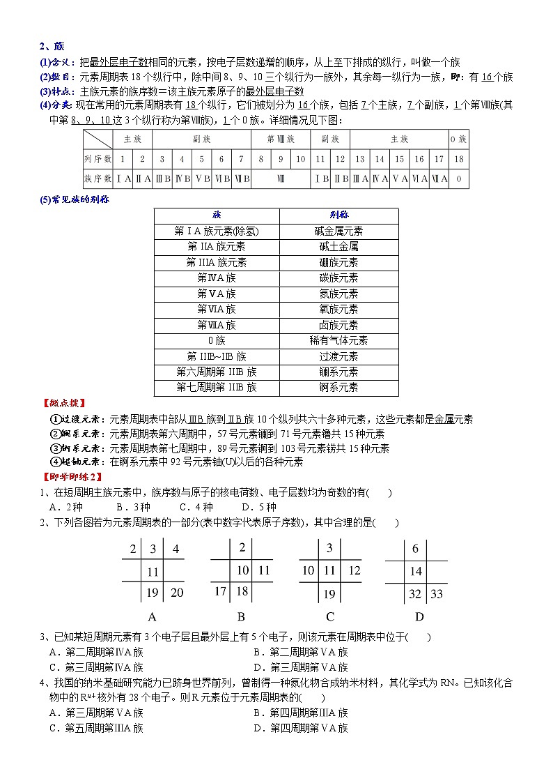 人教版必修一课时4.2元素周期表-高一化学必修第一册精品讲义第2页