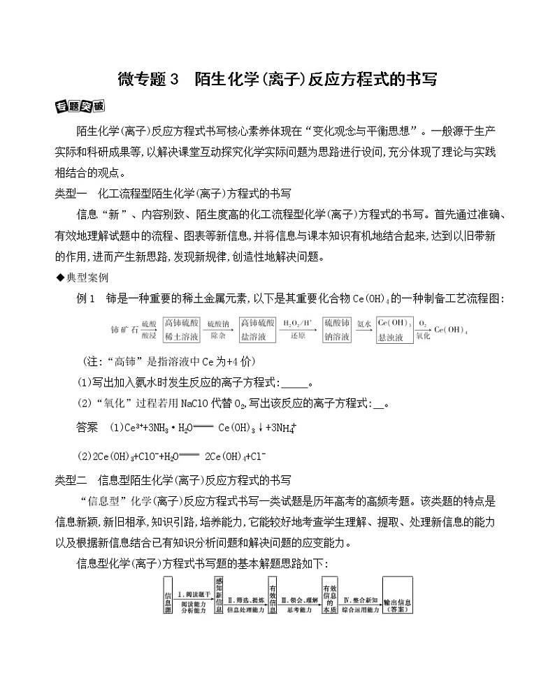 2022高考化学专题复习 专题二 化学物质及其变化  微专题3　陌生化学(离子)反应方程式的书写学案第1页