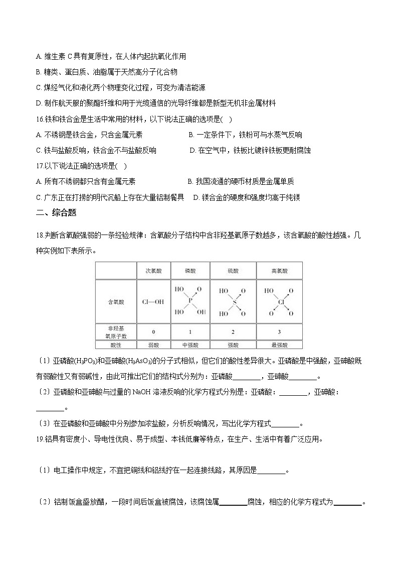 苏教版选修2高中化学第四章材料加工与性能优化-材料组成的优化同步练习第3页