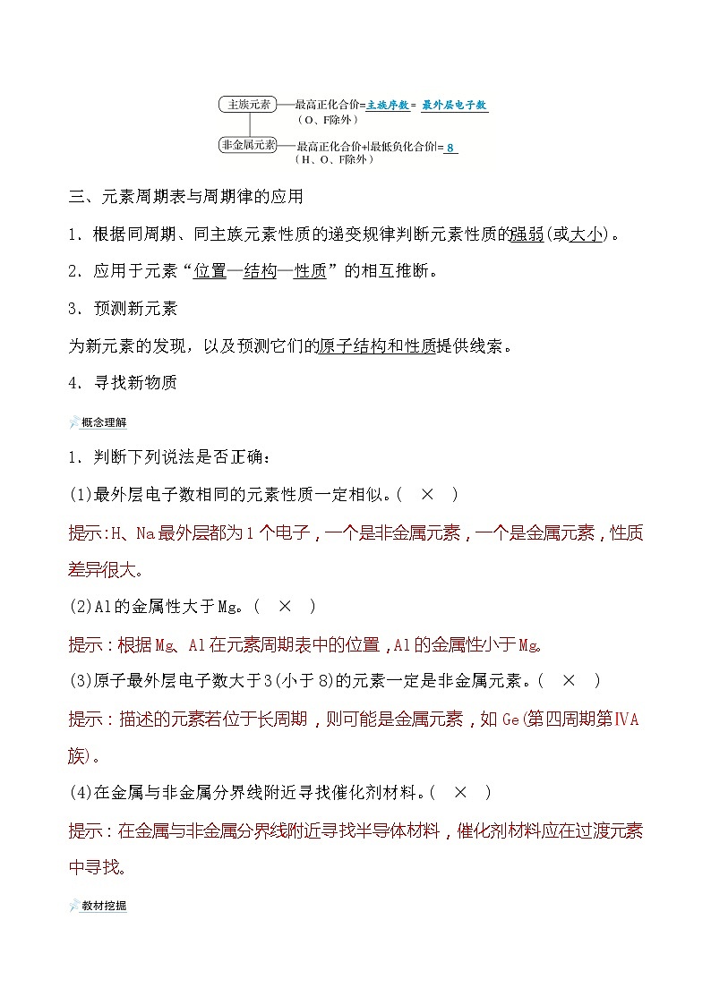 2021-2022学年高中化学新人教版必修第一册 第4章第2节元素周期律第2课时学案第2页