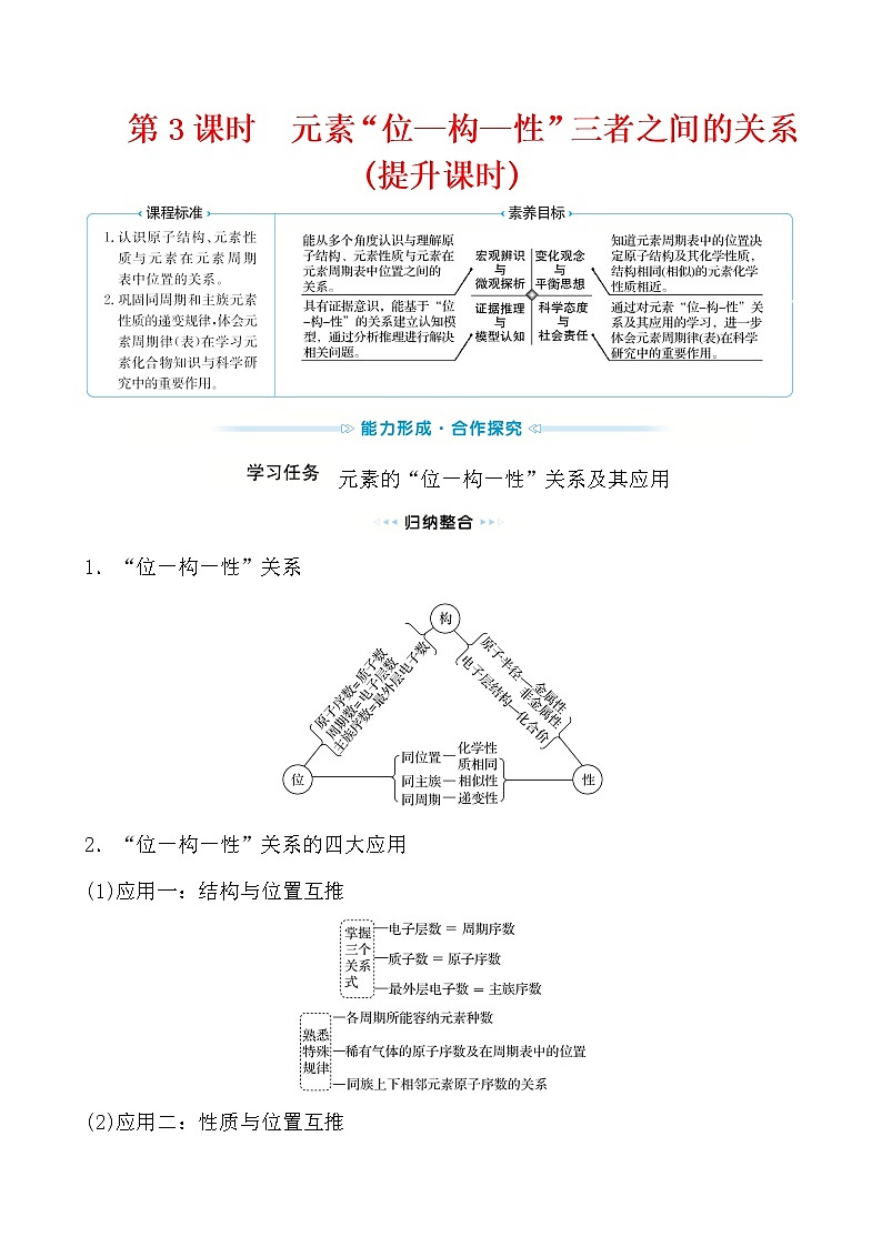 2021-2022学年高中化学新人教版必修第一册 第4章第2节元素周期律第3课时学案第1页