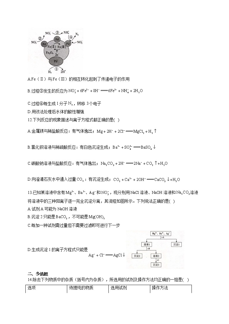 高一化学鲁科版（2019）必修第一册单元测试AB卷 第二章 元素与物质分类 B卷第3页