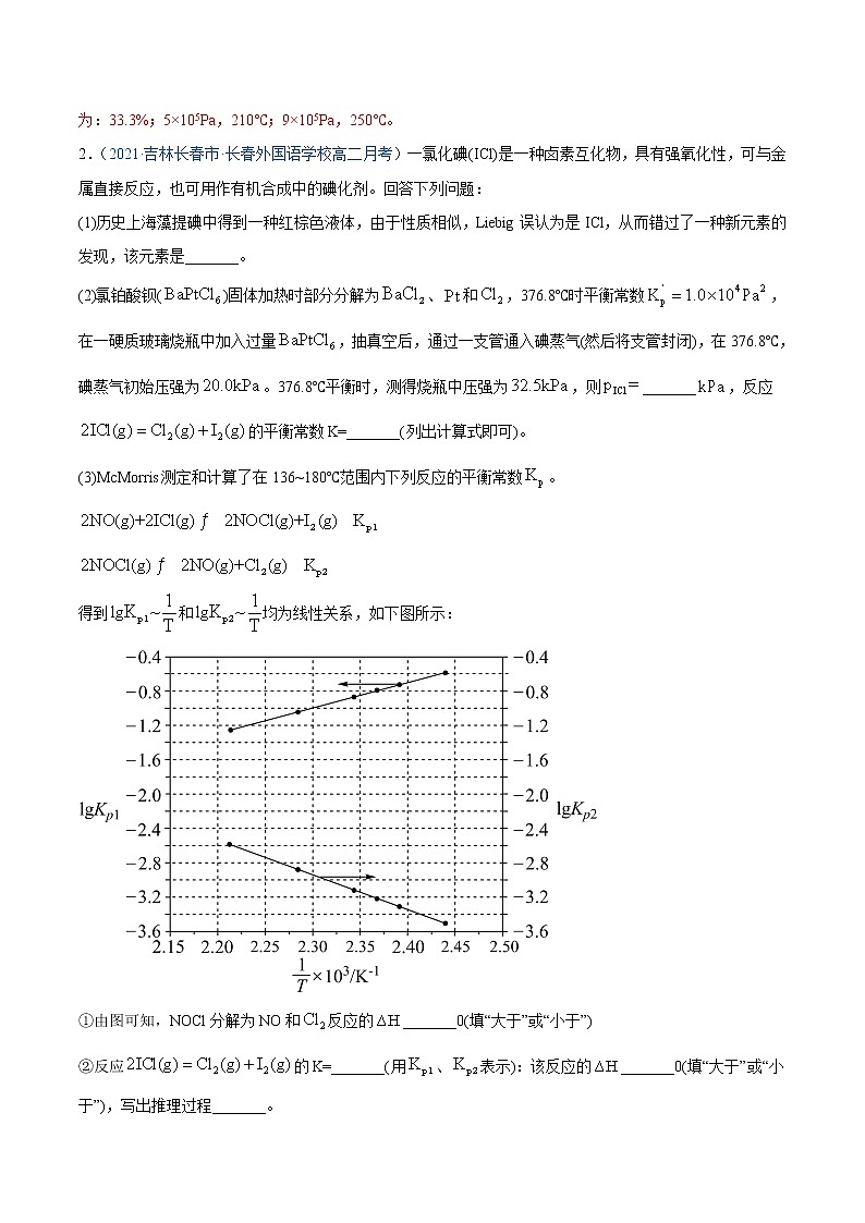 2021年高考真题和模拟题化学分项汇编-专题14 化学反应原理综合03