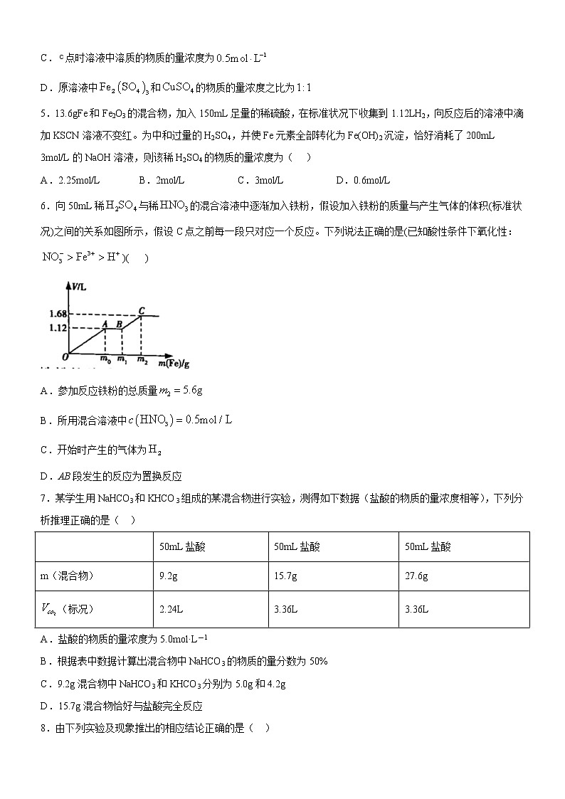 人教版 (2019) 高中 化学 必修 第一册  第3章  铁 金属材料（培优提升卷）02