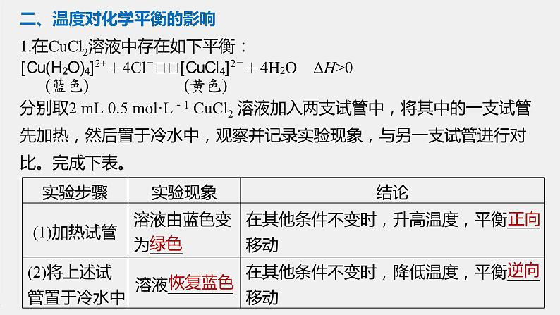 2021届高中化学新教材同步选择性必修第一册 第2章 实验活动1  探究影响化学平衡移动的因素课件PPT第8页