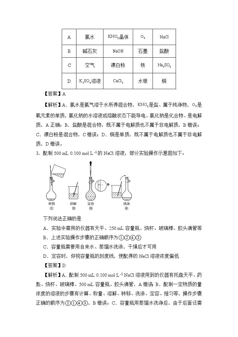 江苏省淮安市车桥中学2022届高三上学期入学调研（A）化学试题Word版含答案第2页