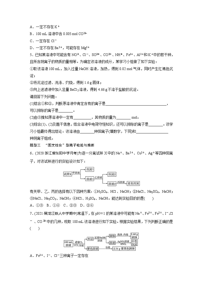 2022届高考化学一轮复习 微题型14 应用“四原则”进行离子推断（解析版）第2页