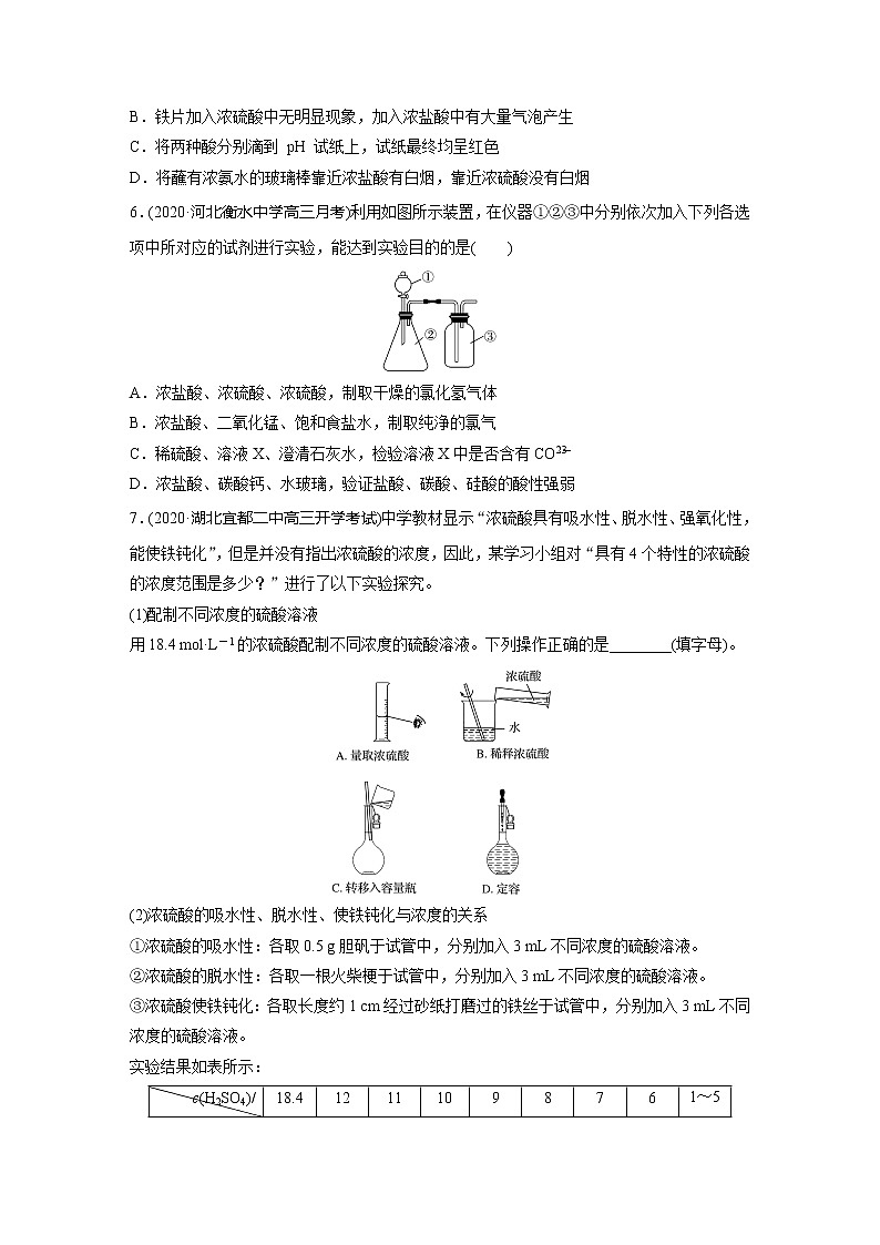 2022届高考化学一轮复习 微题型35 盐酸、硫酸、硝酸浓度的变化对化学性质的影响（解析版）02