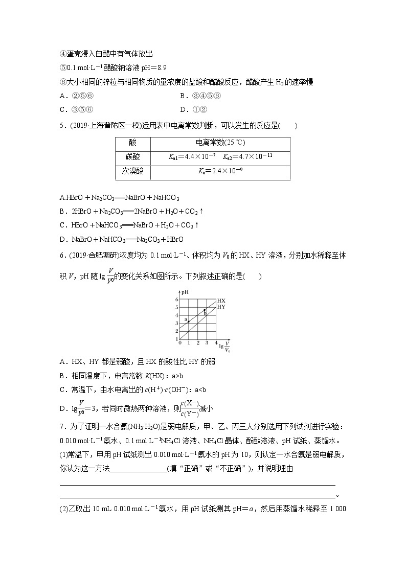 2022届高考化学一轮复习 微题型61 强弱电解质的判断与比较（解析版）02