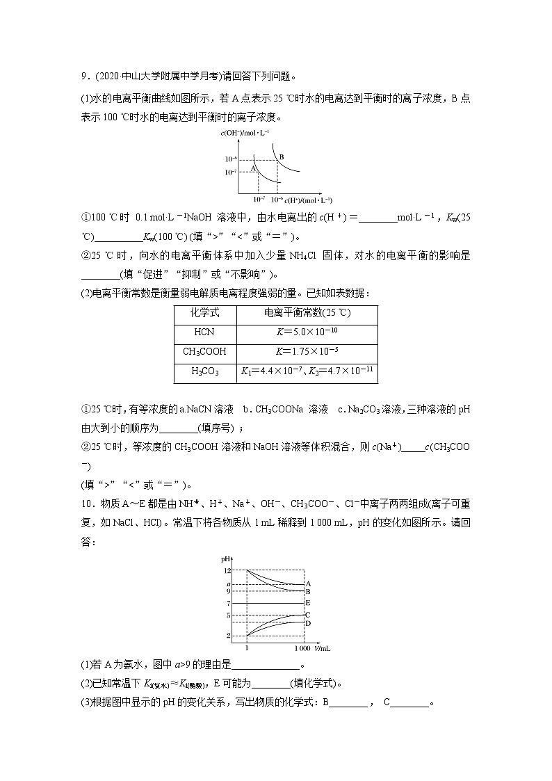 2022届高考化学一轮复习 微题型62 水的电离  溶液的稀释与pH（解析版）第3页