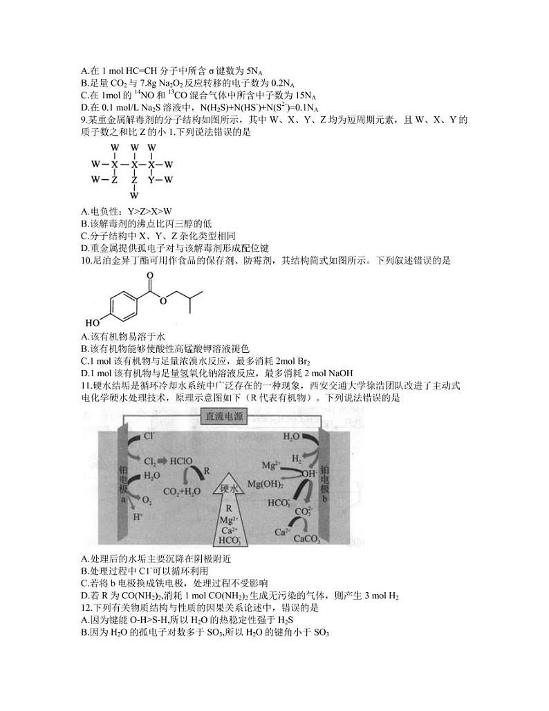 湖北省武汉市部分学校2022届高三上学期起点质量检测化学试题第2页