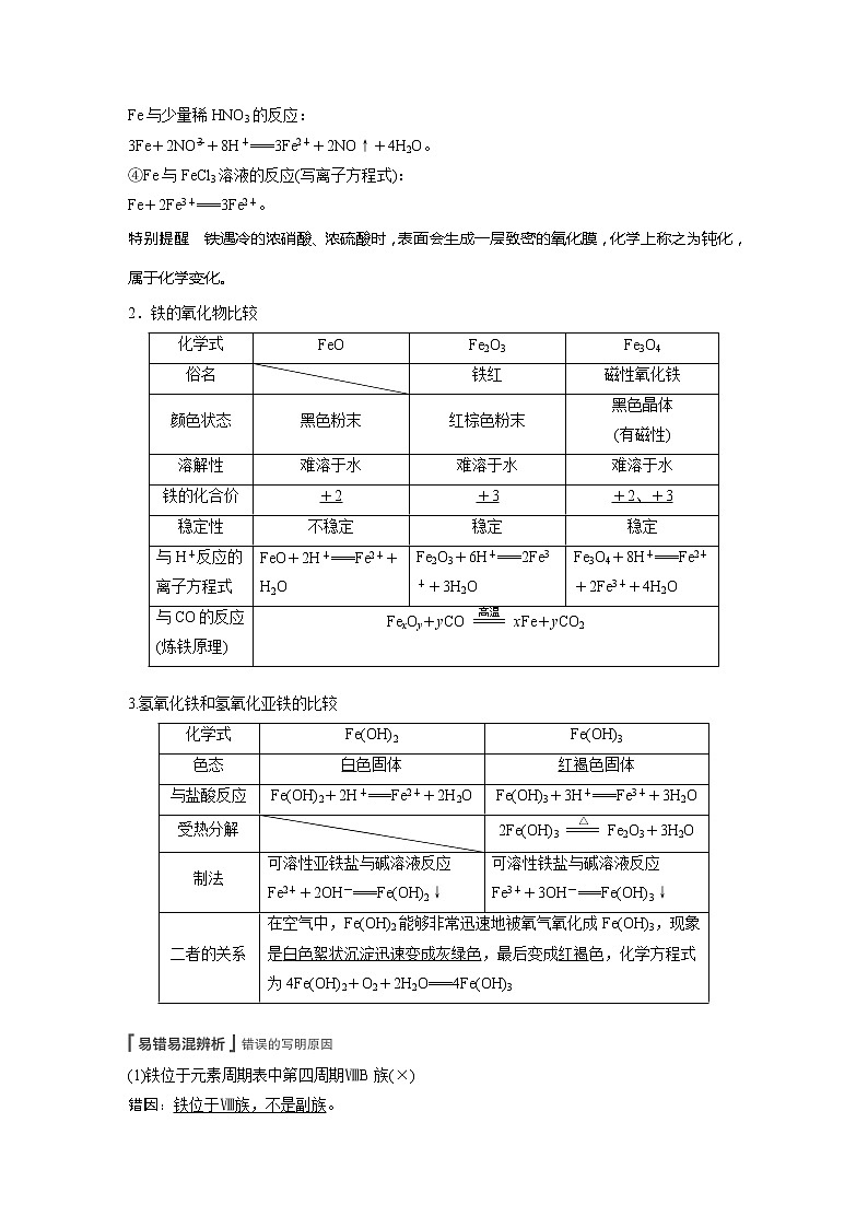 2022届高考化学一轮复习讲义学案（新教材人教版）第三章 第15讲　铁及其重要化合物第2页