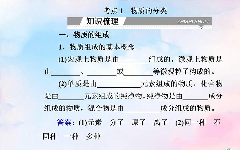 2022版高考化学一轮复习专题一第一节物质的分类及转化课件新人教版第3页