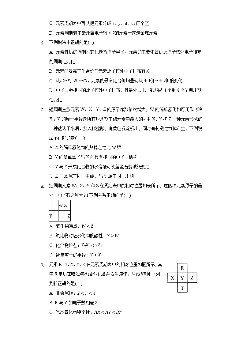 1.2元素周期律与元素周期表同步练习鲁科版（2019）高中化学必修二第2页
