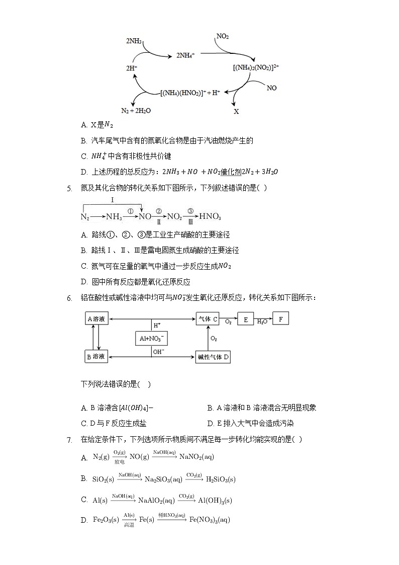 3.4微项目论证重污染天气“汽车限行”的合理性——探讨社会性科学议题 同步练习鲁科版（2019）高中化学必修一02