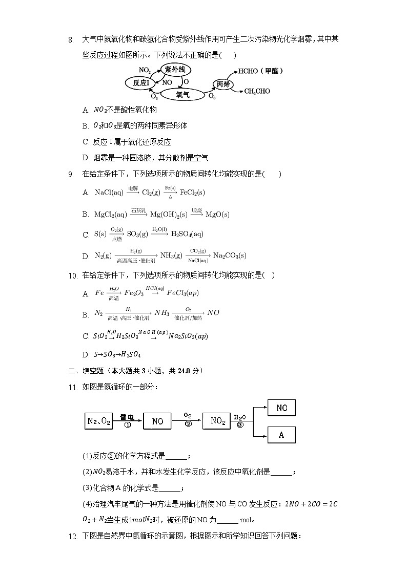 3.4微项目论证重污染天气“汽车限行”的合理性——探讨社会性科学议题 同步练习鲁科版（2019）高中化学必修一03