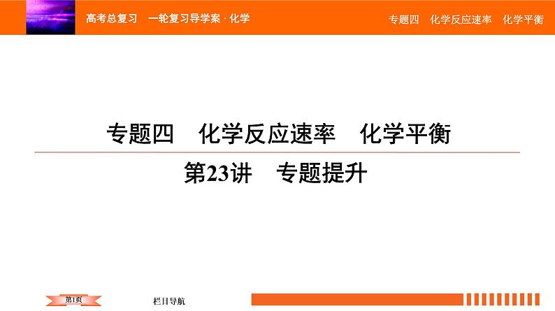 人教版2022届高中化学一轮复习课件 第23讲　化学反应速率　化学平衡 专题提升第1页