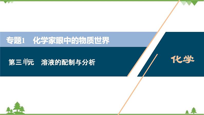 2022高考化学选考（浙江专用）一轮总复习课件：专题1+第三单元　溶液的配制与分析01