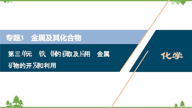 2022高考化学选考（浙江专用）一轮总复习课件：专题3+第三单元　铁、铜的获取及应用　金属矿物的开发和利用01