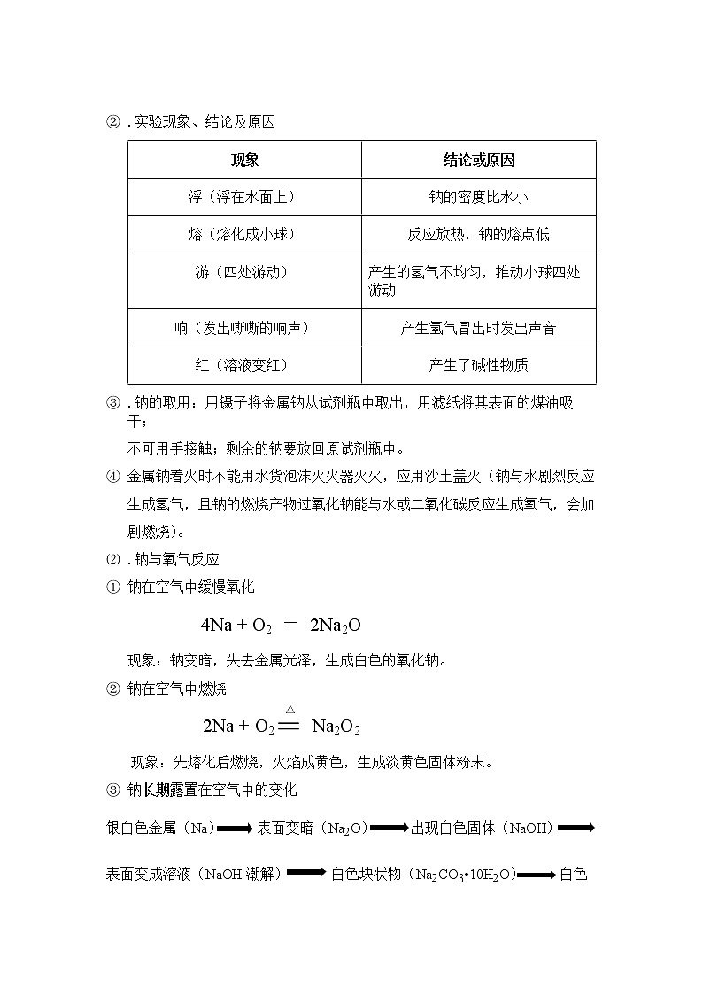 2021年高中化学鲁科版第一章第二节第一课时研究物质性质的方法教案学案02