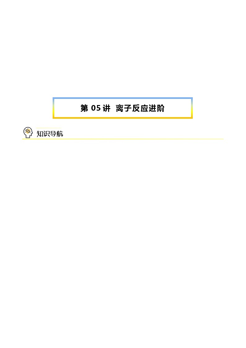 第05讲 离子反应进阶（word讲义）（学生版）-高一化学必修第一册同步讲义（人教版2019）第1页