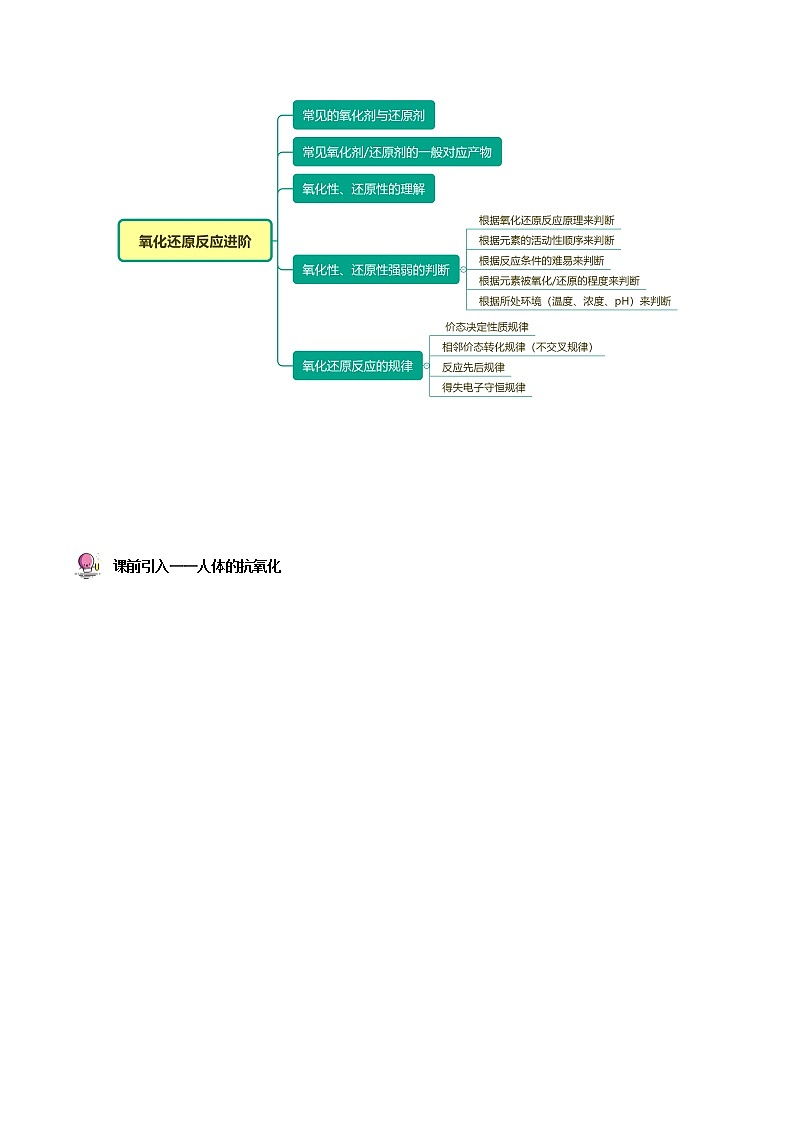 第07讲 常见的氧化剂与还原剂、氧化还原规律（教师版）高一化学必修第一册同步讲义（人教版2019）第2页