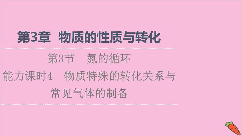 新教材2021-2022学年鲁科版化学必修第一册课件：第3章 第3节 能力课时4　物质特殊的转化关系与常见气体的制备第1页